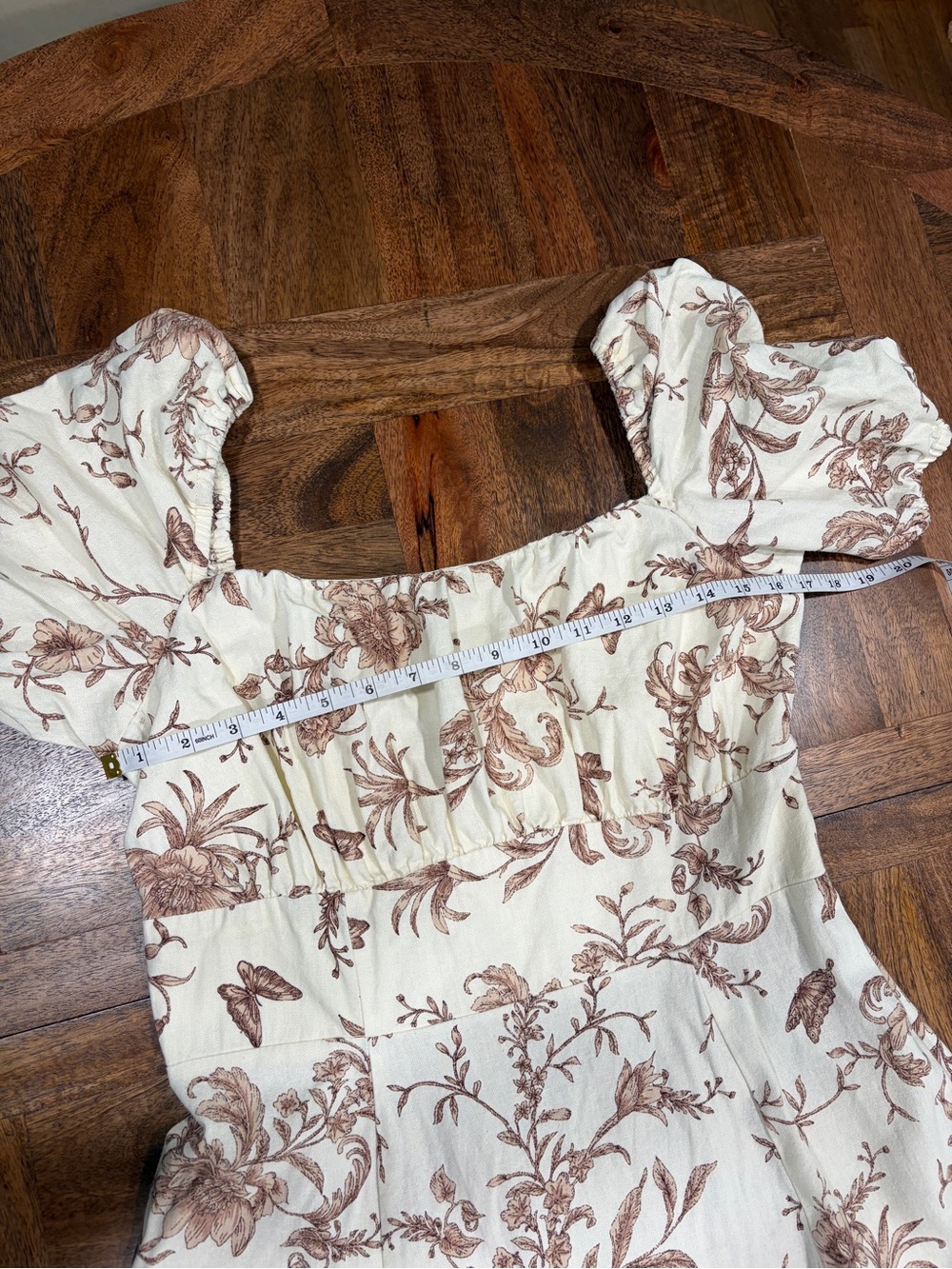 London Times Women’s Cream Maxi Dress with Brown Floral Print and Slit Sz 12 - Picture 12 of 14
